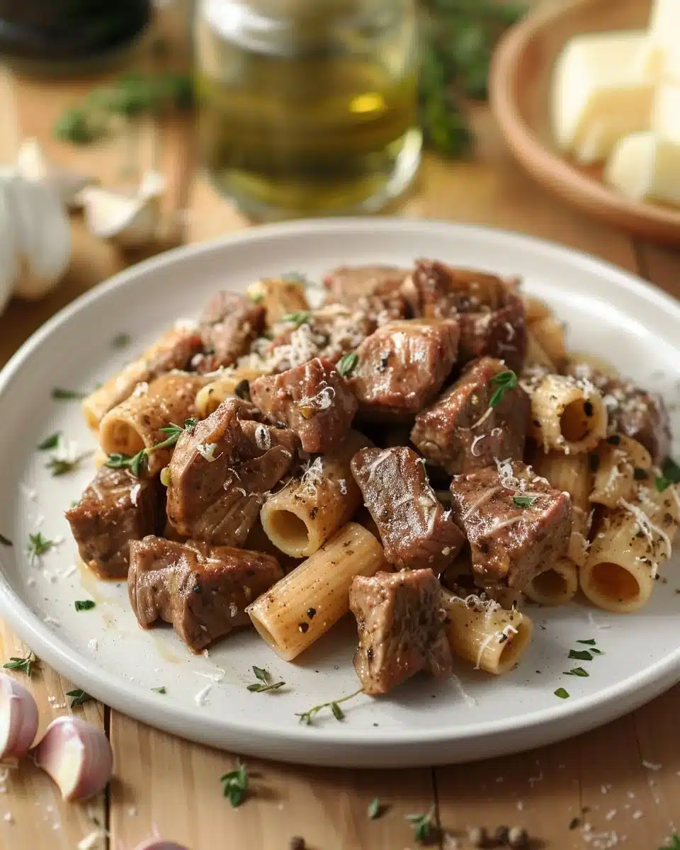 Cajun Steak Tips with Cheesy Rigatoni