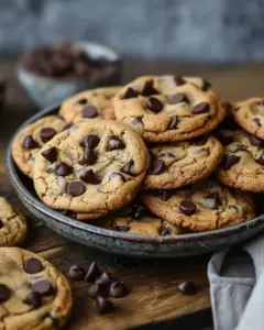 Delicious chocolate chip cookies fresh out of the oven.