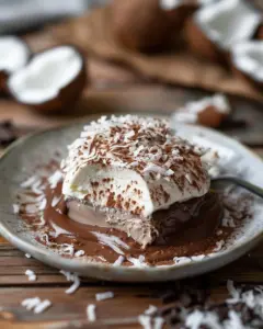 Coconut Dome dessert topped with creamy chocolate spread
