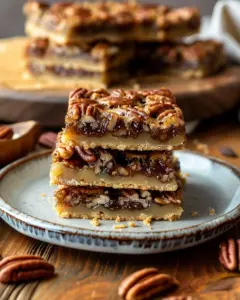 Delicious easy lazy girl pecan pie bars served on a plate
