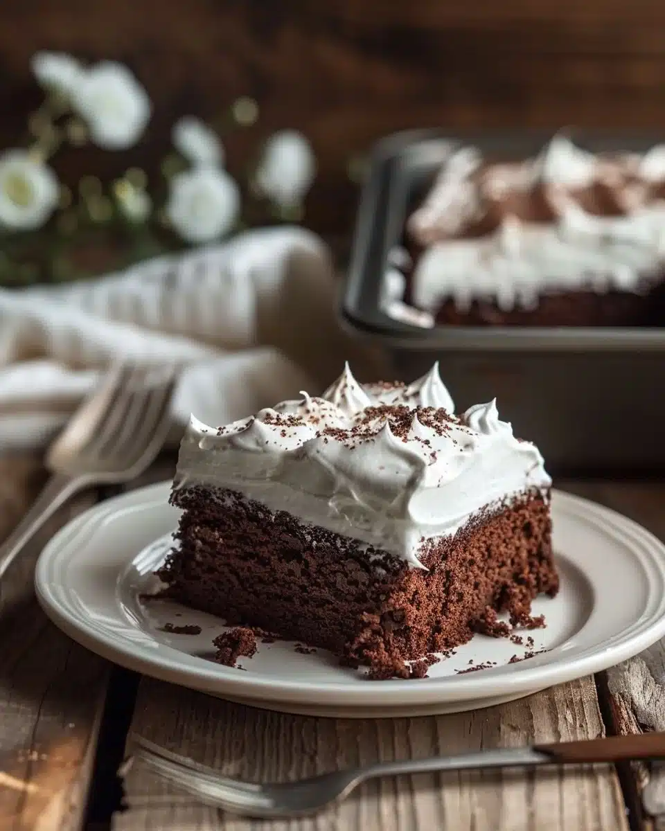 Moist Chocolate Sheet Cake with Whipped Cream and Ganache
