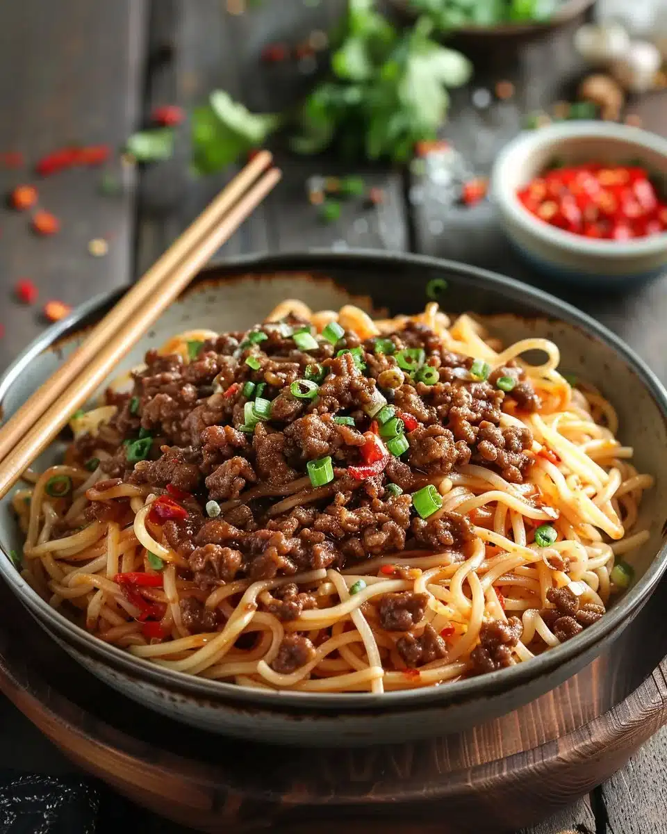 Mongolian Ground Beef Noodles