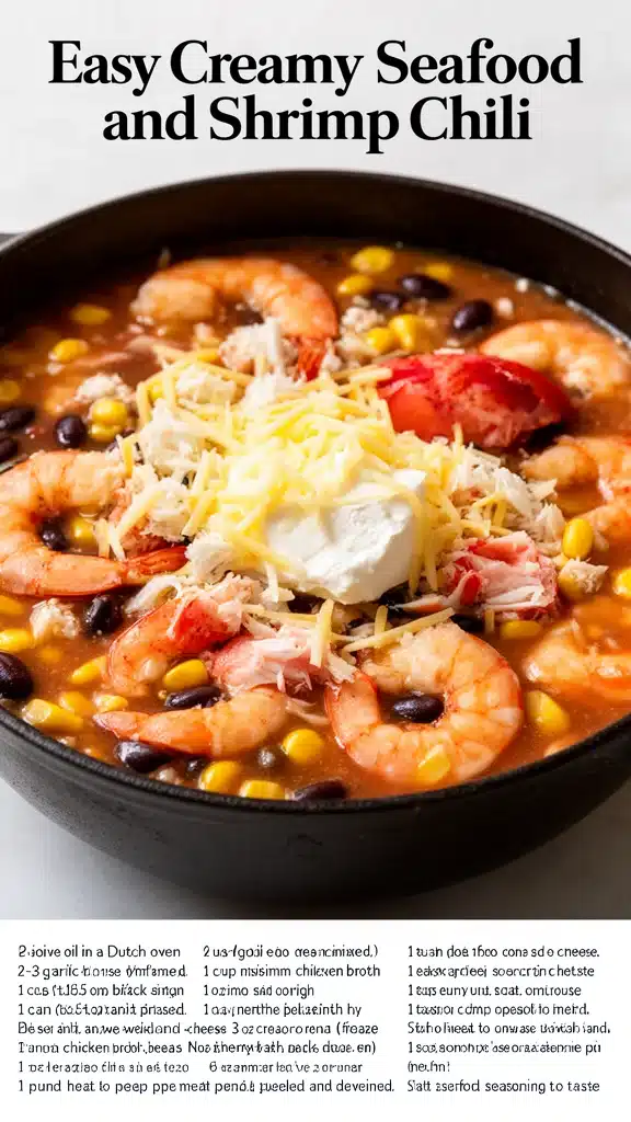 Easy Creamy Seafood and Shrimp Chili