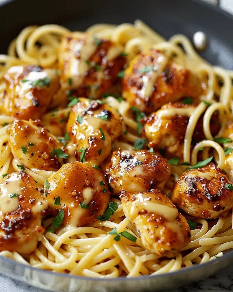 Garlic Butter Chicken Bites with Creamy Parmesan Pasta