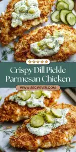 Plate of Parmesan Chicken with Dill Pickle Flavor garnished with herbs
