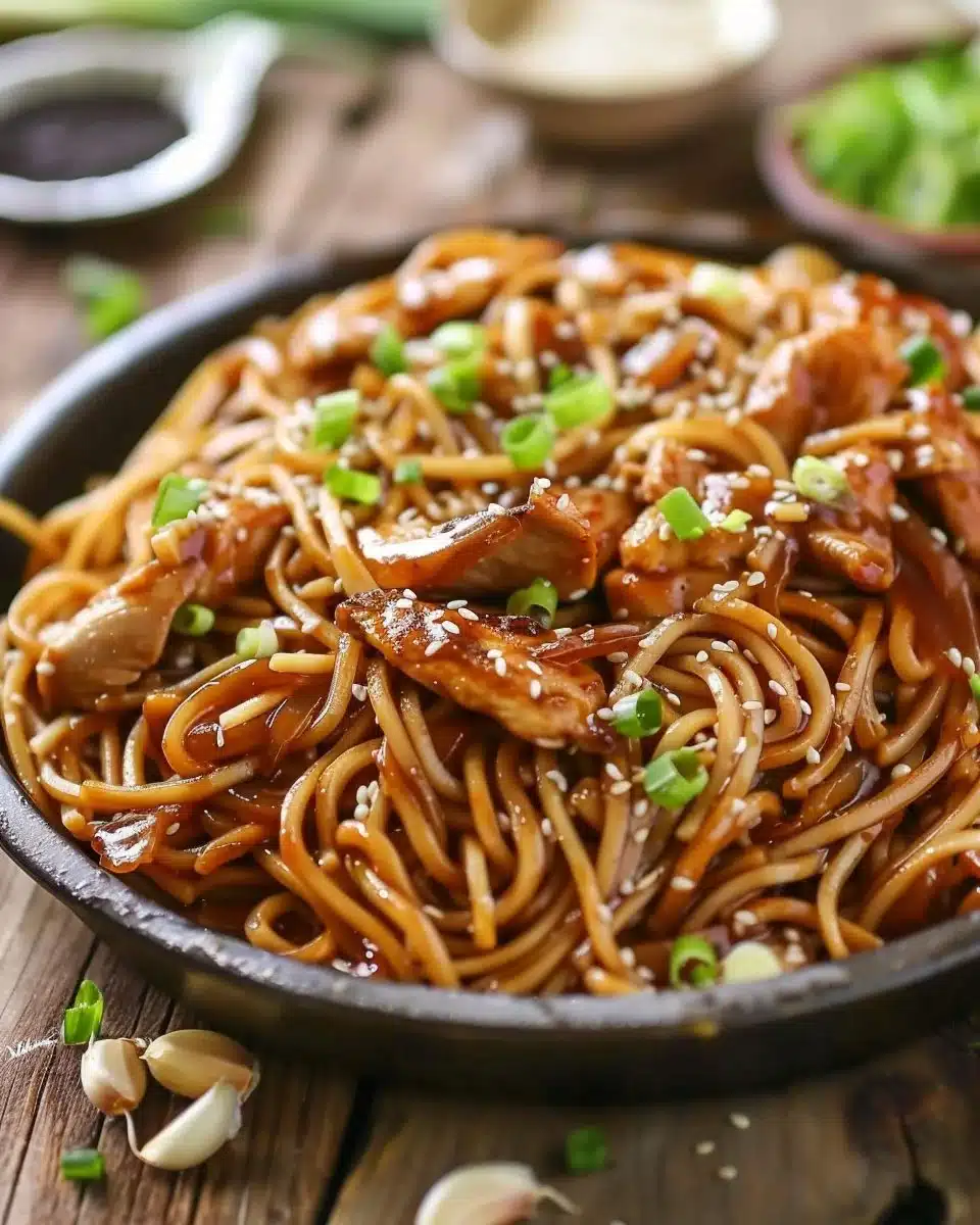 Sticky Garlic Chicken Noodles